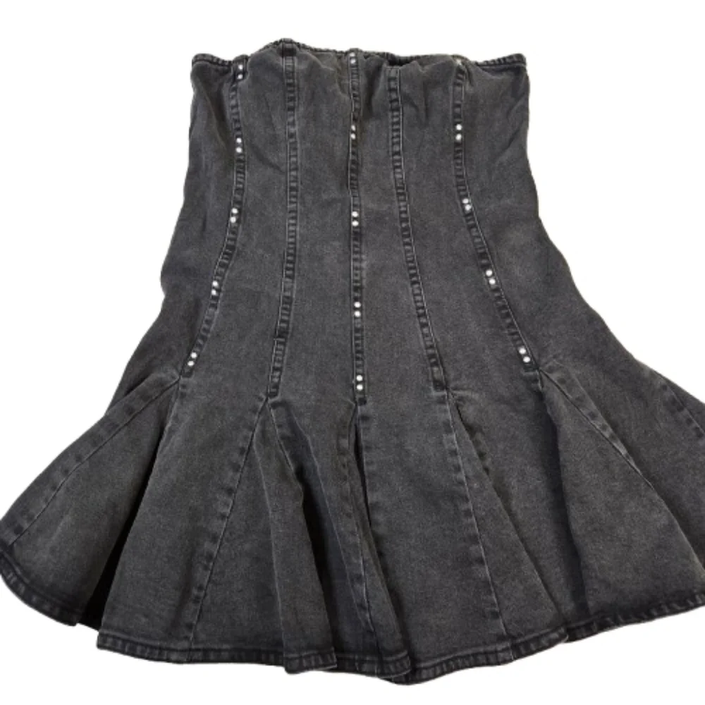 NWoT Wild Fable Black Denim Strapless Dress w Studded Detail Size Small - Picture 3 of 9